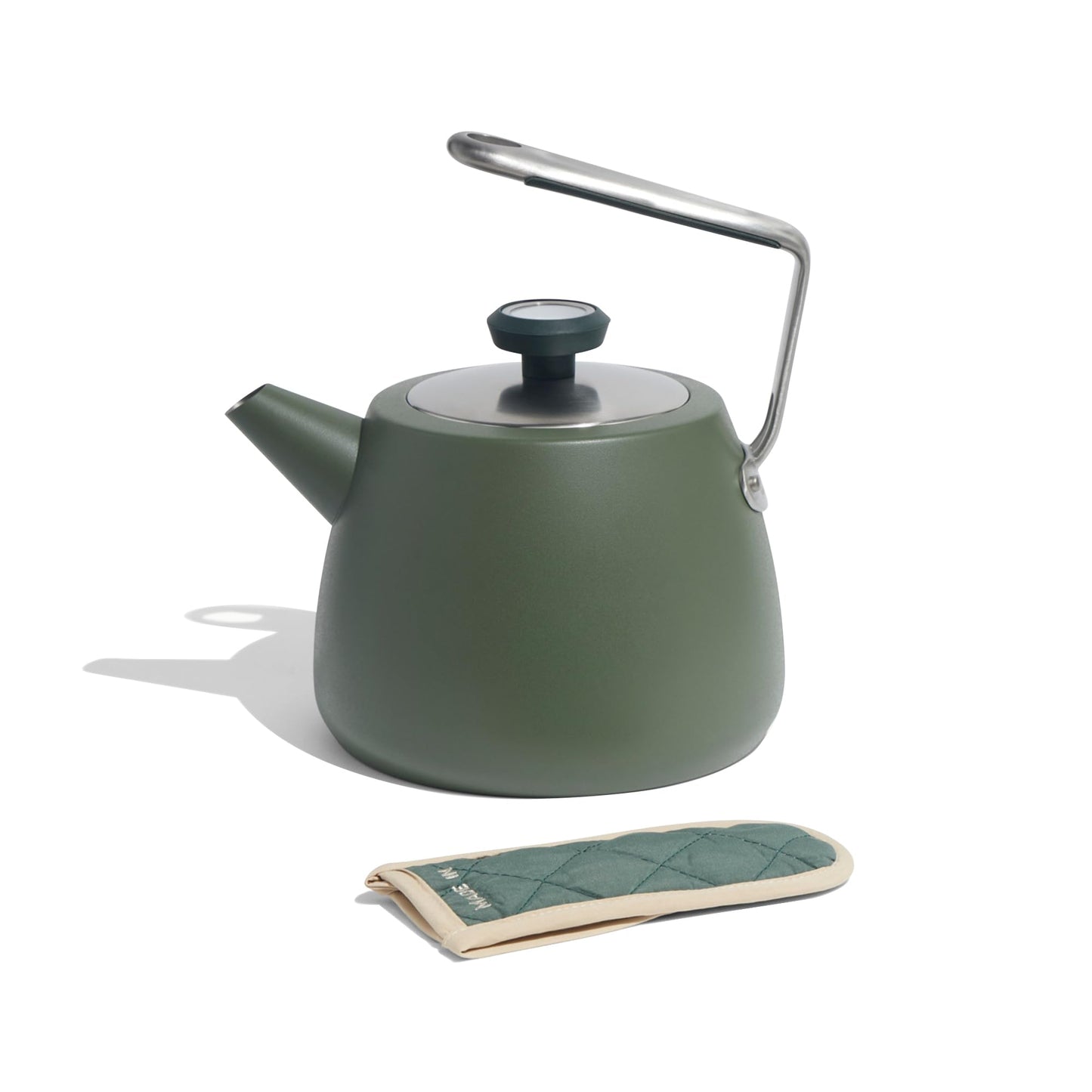 Made In Cookware - 2 QT Kettle - Willow Green - Stainless Steel - With Built-In Temperature Gauge - Includes Handle Sleeve - Induction Compatible