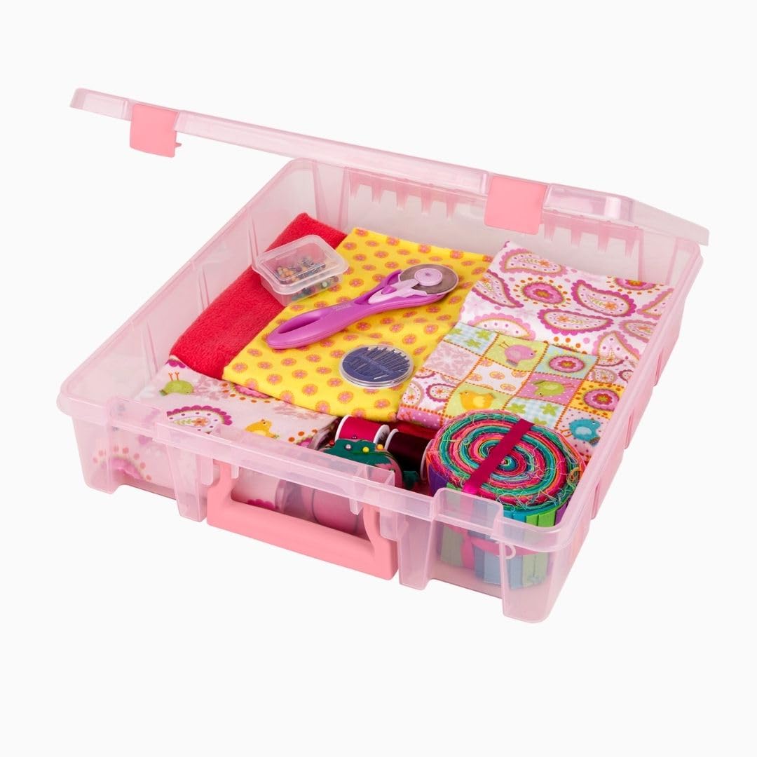 ArtBin 6955RK Super Satchel 1-Compartment Box, Art & Craft Organizer, 1-Pack, Translucent Blush