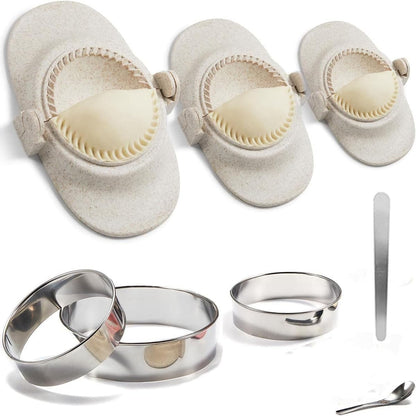 3 Sizes Empanada Maker Press, Multiple Size Dumpling Maker Set with Dough Cutter, Dumpling Mold Set for Pierogi, Pastelitos, Calzone, Turnovers, Chinese Dumpling (4.2"/3"/2.6")