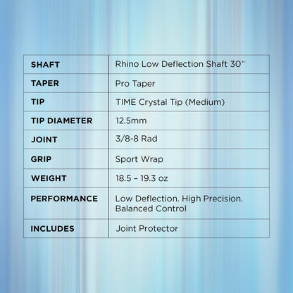 RHINO LUMINAX Carbon Fiber Billiard Cue Stick, Pro Taper Low Deflection Shaft, 3/8-8 Stainless Steel Joint, Composite Butt, Sport Wrap Grip