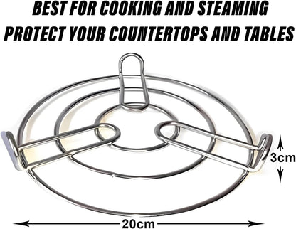 Iron Stand | Stainless Steel Trivet | Round Steamer Rack for Kitchen | Heat Resistant Hot Plate Holder | Pack of 2