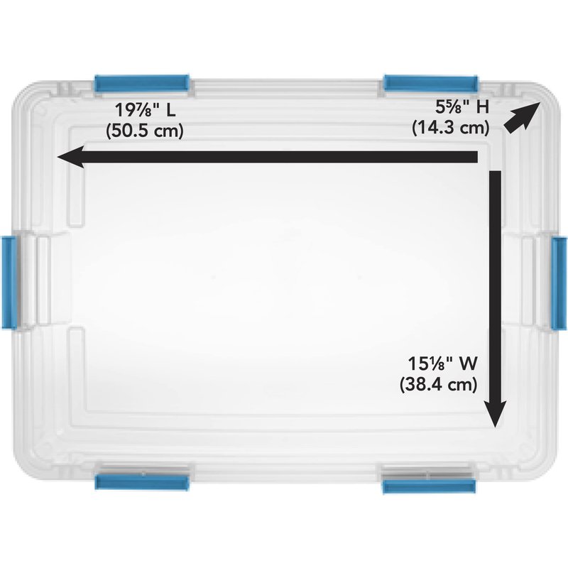 Sterilite 37 Qt Gasket Box, Stackable Storage Bin with Latching Lid and Tight Seal, Plastic Container to Organize Underbed, Clear Base and Lid, 4-Pack