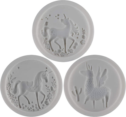 FUNSHOWCASE Unicorn Llama Fondant Silicone Molds Set for Cake Decorating, Cupcake Topper, Chocolate, Epoxy Resin