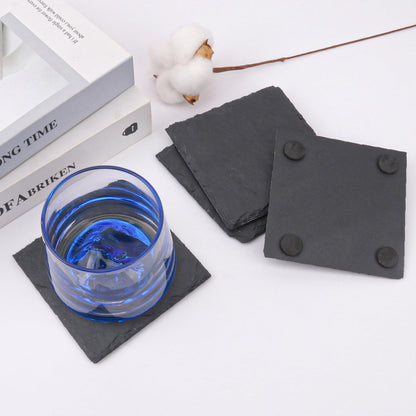 30 Pack 4 Inch Square Slate Coasters,Black Stone Coasters with Anti-Scratch Bottom, Ideal for Home Decor, Bar, Housewarming Gifts, and Laser Engraving KUKLIPJIM