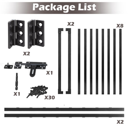Outdoor Deck Fence Gate Kit, 48" W x 32" H Heavy Duty Metal Gate with Self-Closing Hinge & Lockable Latch, Fits Standard 36''H Deck, Weatherproof, Rust-Resistant, Used for Patio, Yard, Porch, Stairs