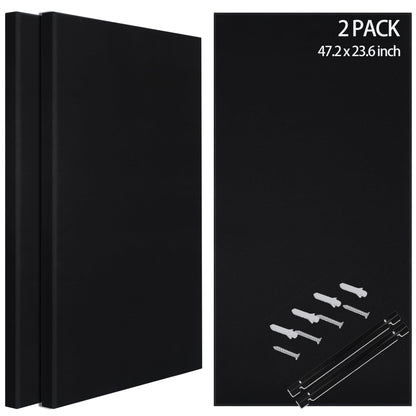 BUBOS 2-Pack Fabric Acoustic Panels with Hanging Hardware, 47.2" x 23.6" x 2" Large Soundproofing Wall Panels, High-Density Sound Absorbing Decor for Home Theater, Studio & Office,Balck