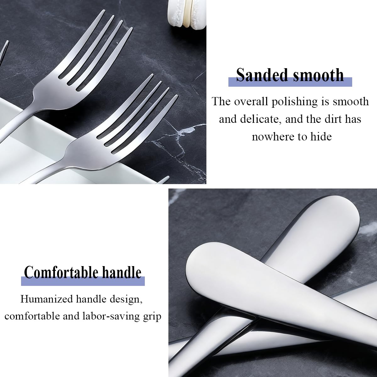 Berglander Dinner Forks Set 24pcs, Stainless Steel 7.28" Table Salad Forks, Flatware Silverware Fork for Home Kitchen, Restaurant, Hotel, Dishwasher Safe