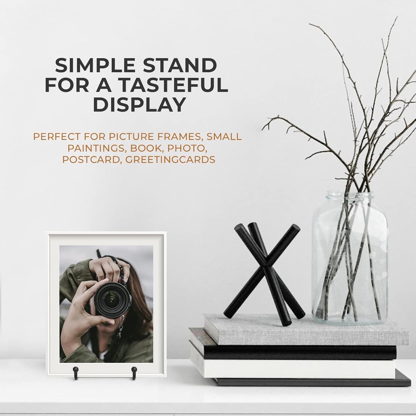 TR-LIFE 3 Pack 3 Inch Plate Stands for Display, Metal Frame Holder for Pictures, Decorative Plates, and Books