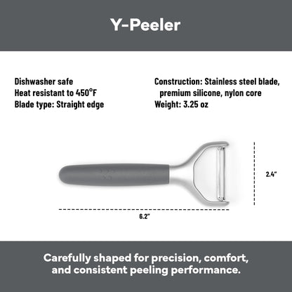 Misen Stainless Steel Vegetable Peeler - Dishwasher Safe Y Peeler - Easy to Use with Potatoes, Cabbage, Carrots, and More - Progessional Grade Kitchen Tool - Gray