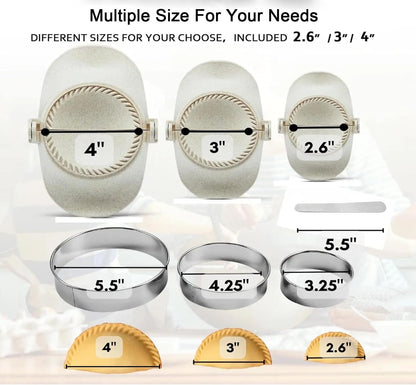 Empanada Maker Press, Multiple Size Dumpling Maker Set with Dough Cutter, Dumpling Mold Set for Pierogi, Pastelitos, Calzone, Turnovers, Chinese Dumpling,3 Sizes (4.2"/3"/2.6")