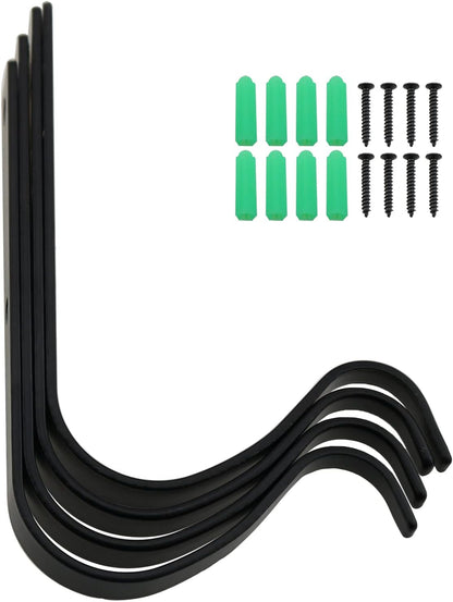 Iron Wall Hook 4PCS - Black Rustic Heavy-Duty Metal Hooks with Screws for Lanterns, Coats, and Plant Hangers