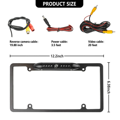 License Plate Backup Camera,HD Night Vision Reverse Camera with 8 LED,170°Wide Angle IP67 Waterproof Car Rear View Camera Fits Car Truck SUV RV with US License Plates