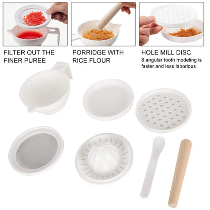 Infant Food Supplement Grinder - Manual Grinding Bowl for Baby Puree - Portable Multi-Function Cooking Machine for Homemade Kids Food