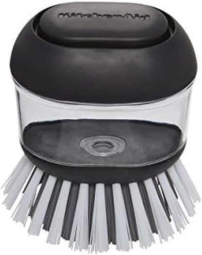 2.95 2.17 3.54 inches, KitchenAid Soap Dispensing Palm Brush with Built in Easy to Fill Soap Dispenser, Non Slip Grip