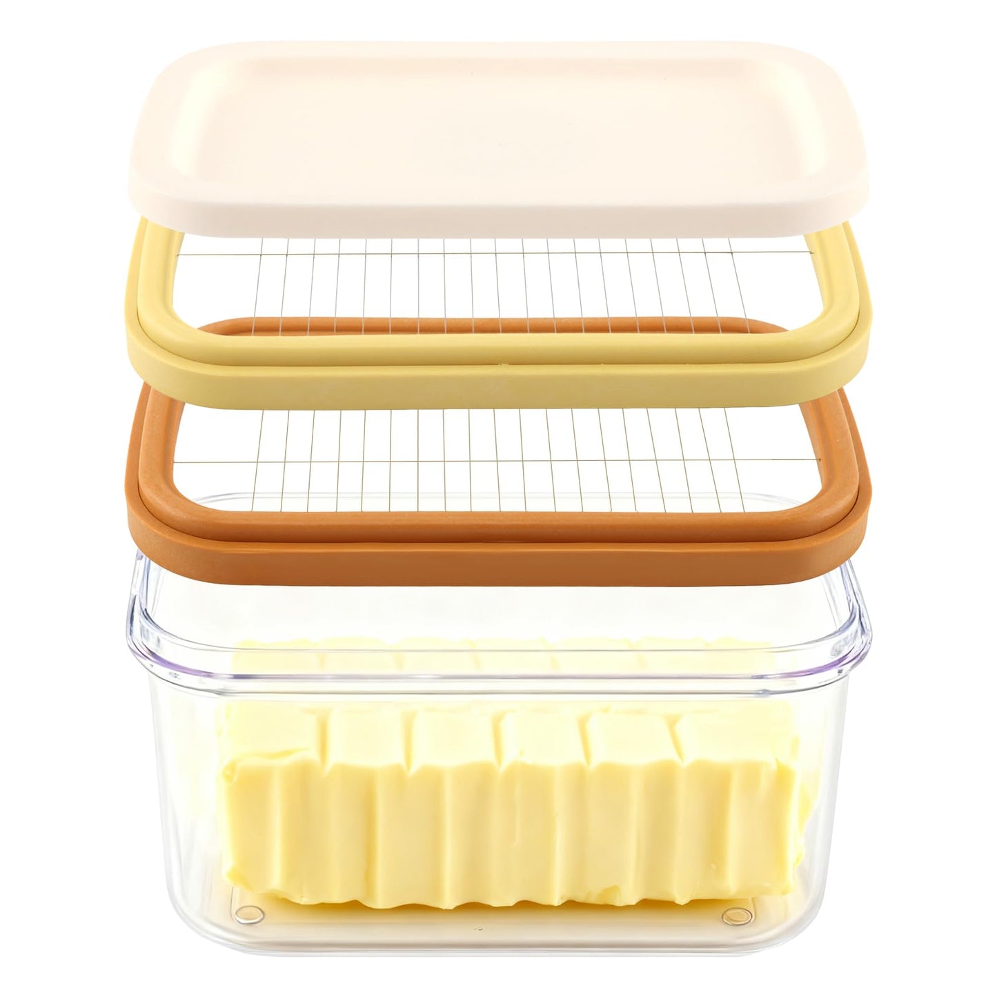 Butter Slicer Cutter Dish Keeper with Double Layer Stainless Steel Cutter Slicer, Airtight Butter Slicer Storage Case with Lid for Home Kitchen Fridge, Easy Cutting(SIZE:450g)