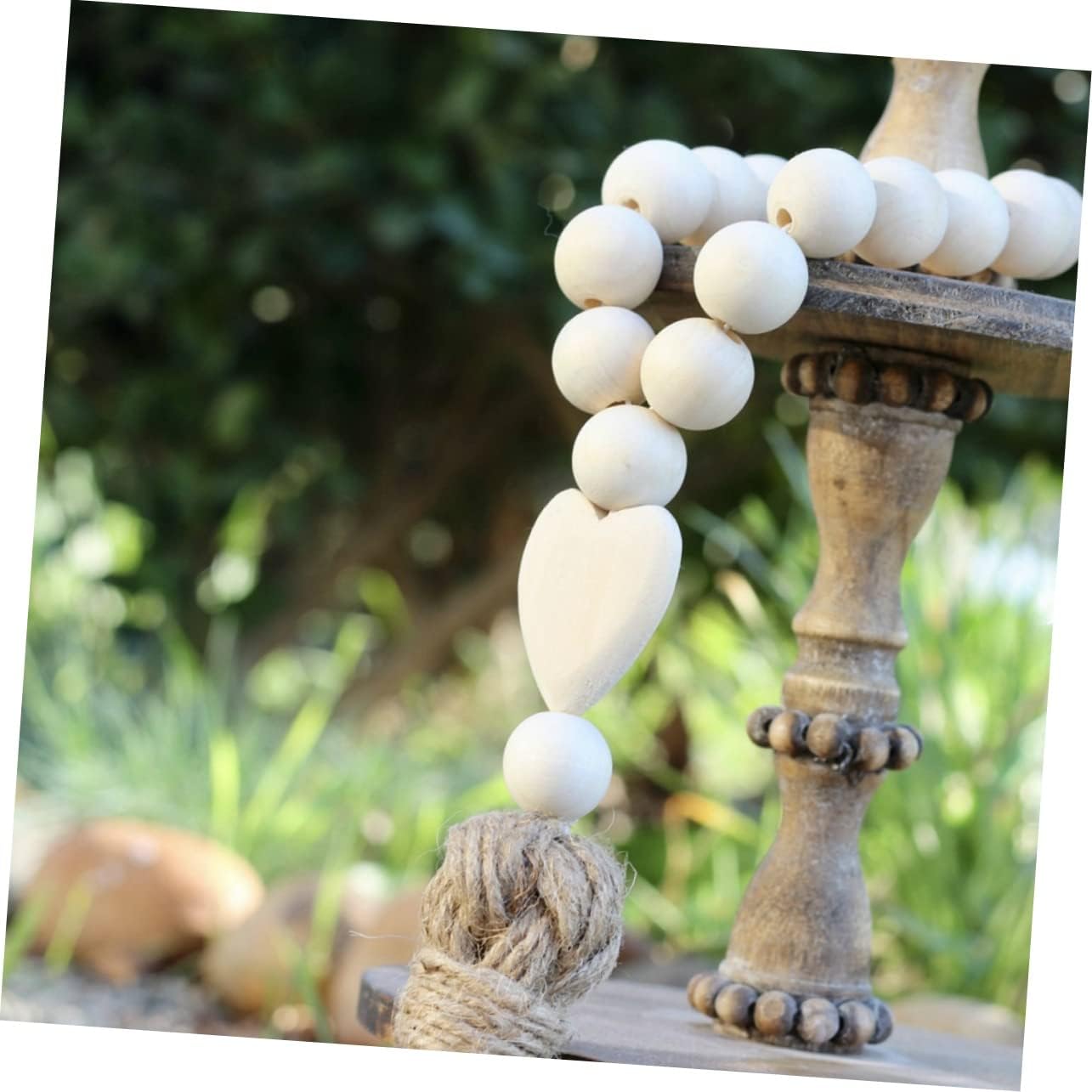 Garneck Wood Bead Garland - Farmhouse Tassels Beads for Rustic Country Decor and Christmas Decoration