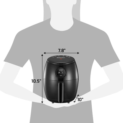 Elite Gourmet EAF-2612DX Personal 2.1Qt Compact Programmable Hot Air Fryer, Oil-Less Healthy Cooker, 1000W, Black