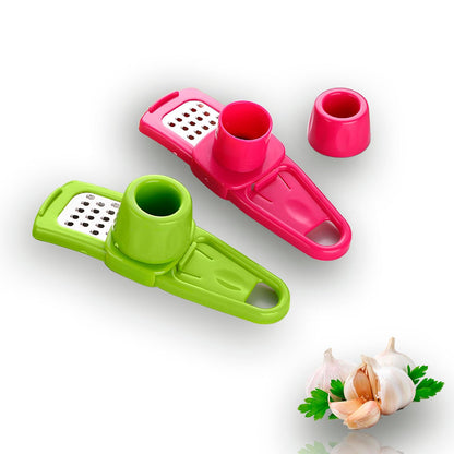 Landkitch-Garlic Grinder (2 Pack)-Hand Garlic Grinder-Small Hand Grinder for Garlic-Garlic Slicer-Garlic Mincer-2025 New Hand Press Garlic Chopper-Garlic Press Hand Specialty Tools (Green + Pink)