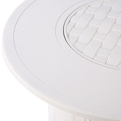 Oakland Living Round 44 in. x 44 in. Aluminum Propane Fire Pit Table with Glass Beads, Two Covers, Lid, 57,000 BTUs in White Finish
