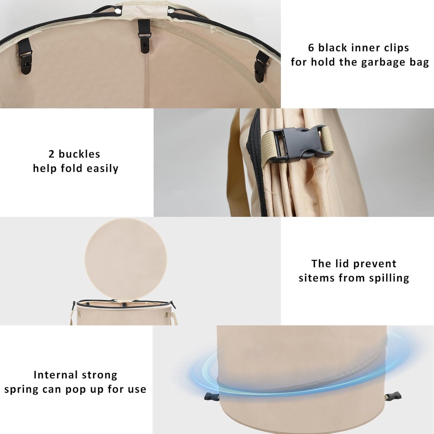 24 Gallons Collapsible Reusable Bags with Gloves, Camping Trash Can with Lid, Pop Up Garbage Can for Outdoor, Large