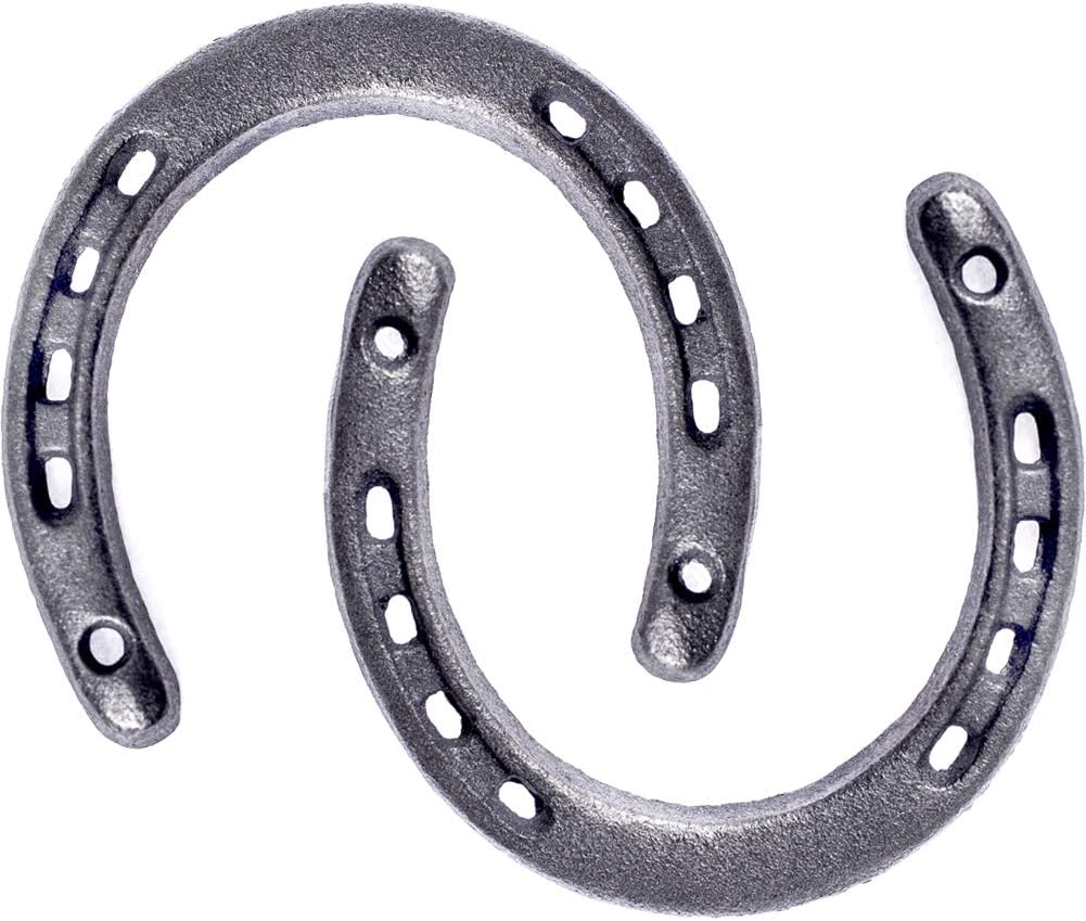 GGTYHAO Cast Iron Horseshoe for Good Luck, Durable Medium Horseshoe with 5 Holes on Each Side for Wall Hanging