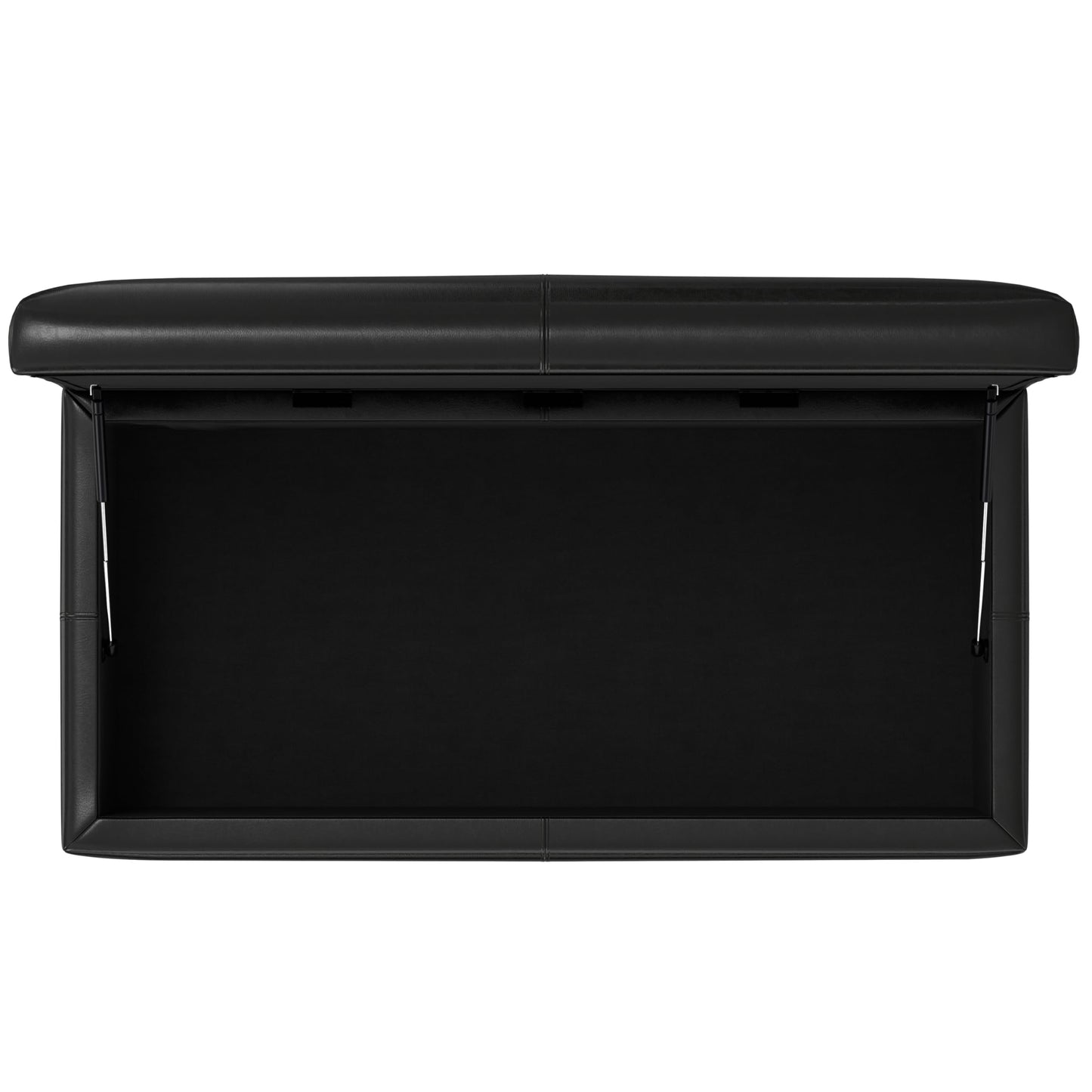 SIMPLIHOME Gabbie Storage Ottoman - 48 inch Wide Upholstered Vegan Leather Rectangle Storage Ottoman Bench in Midnight Black, Contemporary Ottoman for Living Room with Lift-Up Lid