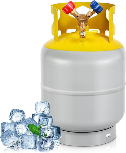 FAHKNS Recovery Tank Refrigerant Recovery Cylinder Tank 50 LB with 1/4 SAE Y-Valve Liquid/Vapor Reclaim Tank AC Freon Refrigerant Recovery Tank Reusable Cylinder Tank Without Float Switch