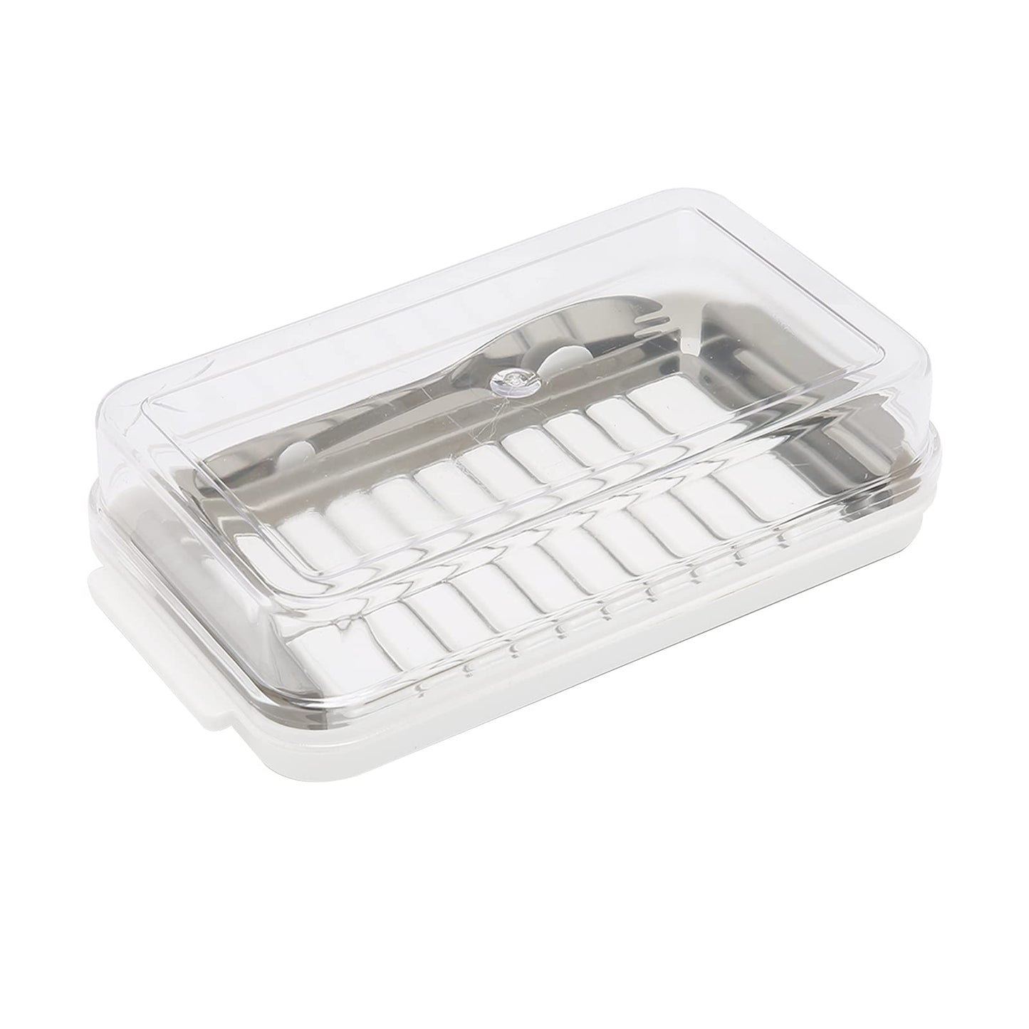 Yosoo Health Gear Butter Slicer Butter Cutter Box Stainless Steel Butter Slicer Cutter Dish, Cheese Storage Container with Transparent Cover for Kitchen, 7.5x4.1x1.6in Easy Cutting Butter Box Case