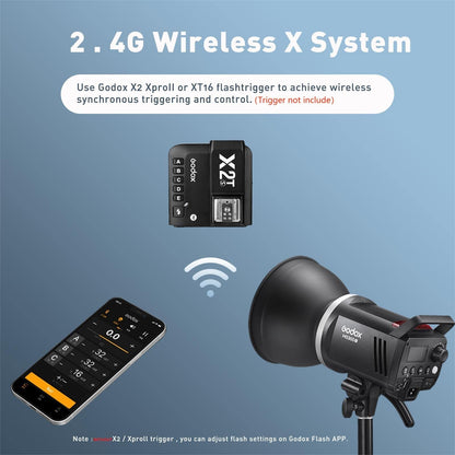 Godox MS300V Studio Flash Kit (2X 300W) with 2 Softboxes, 2 Light Stands, 2 Reflectors, LED Modeling Lamps, 2.4G Wireless X System, Bowens Mount – Ideal for Studio, Portrait & Fashion Photography