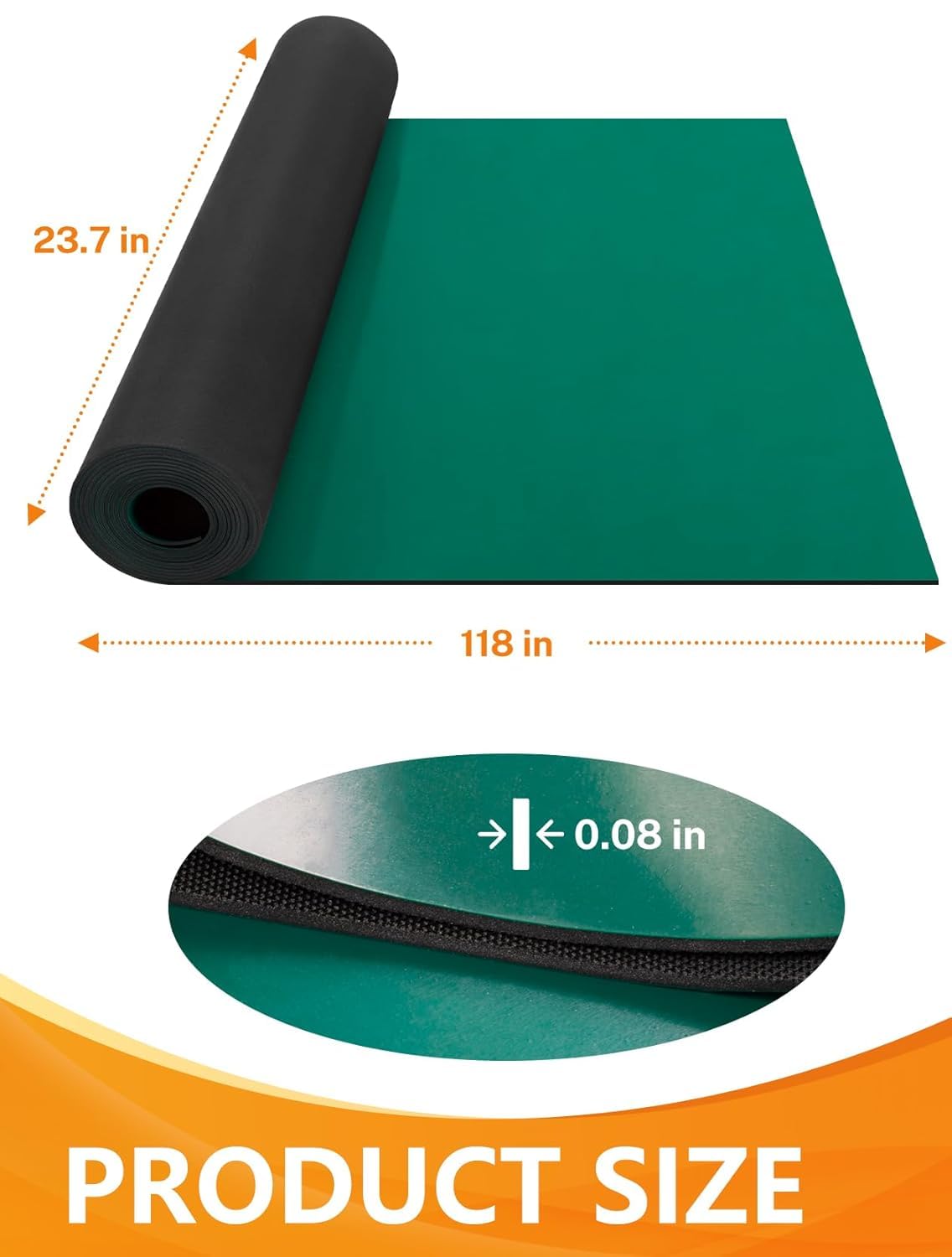 ESD Anti-Static Mat Roll - 23.7" x 118" High-Temperature Grounding Rubber Mat Desktop Use - Ideal Phone, PC, ESD-Sensitive Device Repair - Green
