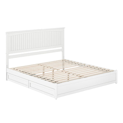 AFI, Malta King Platform Bed with Panel Footboard and Storage Drawers, White