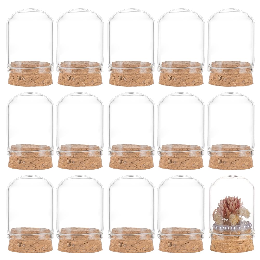 BENECREAT 30 Pack 15ml Glass Jars Bottles, Glass Display Cloche Dome Decoration Bottles 1.5x1.1" with Cork Stoppers for Party Favors, Arts Projects, Home Decoration