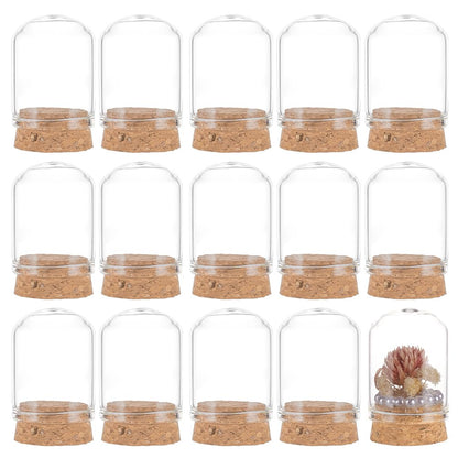 BENECREAT 30 Pack 15ml Glass Jars Bottles, Glass Display Cloche Dome Decoration Bottles 1.5x1.1" with Cork Stoppers for Party Favors, Arts Projects, Home Decoration