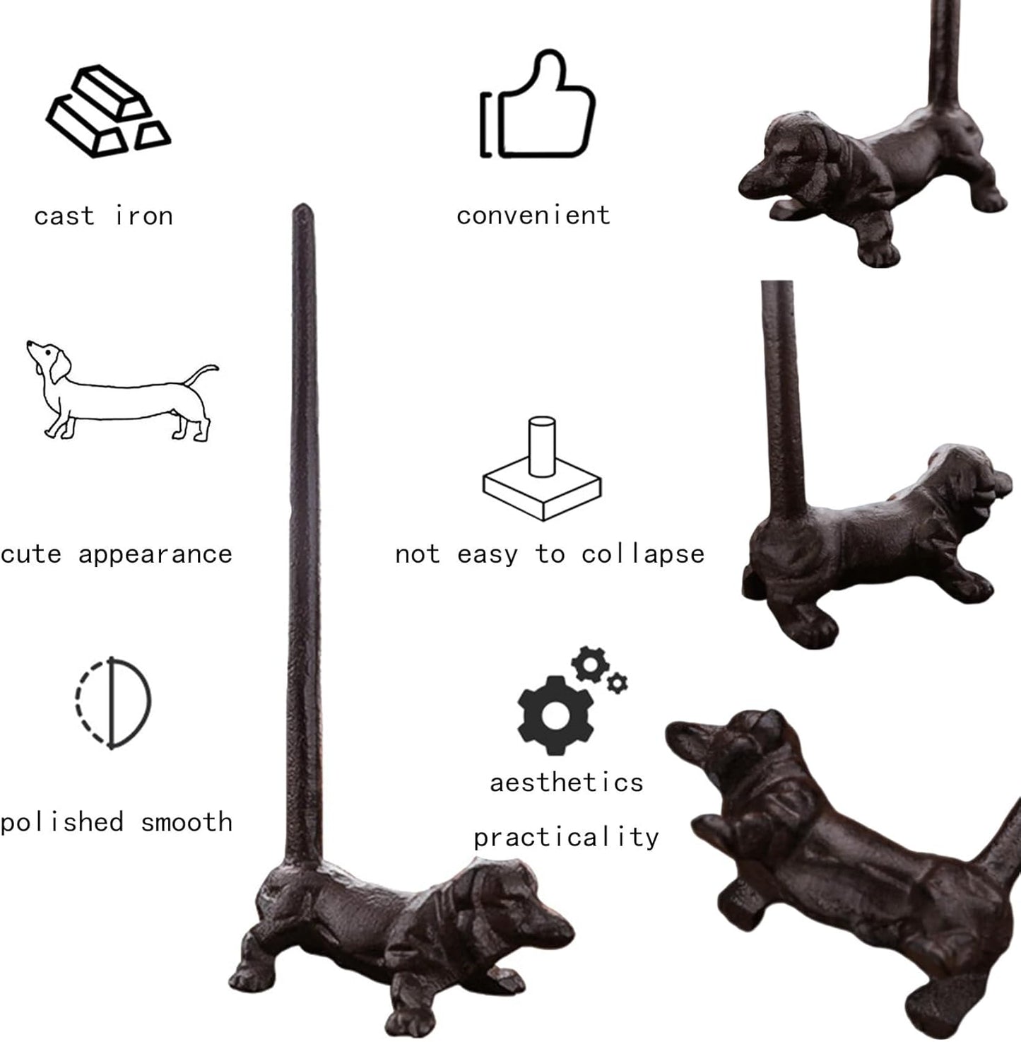 12'' Counter Dog Paper Towel Holder Cast Iron Paper Towel Holder Funny Toilet Paper Holder for The Floor or in The