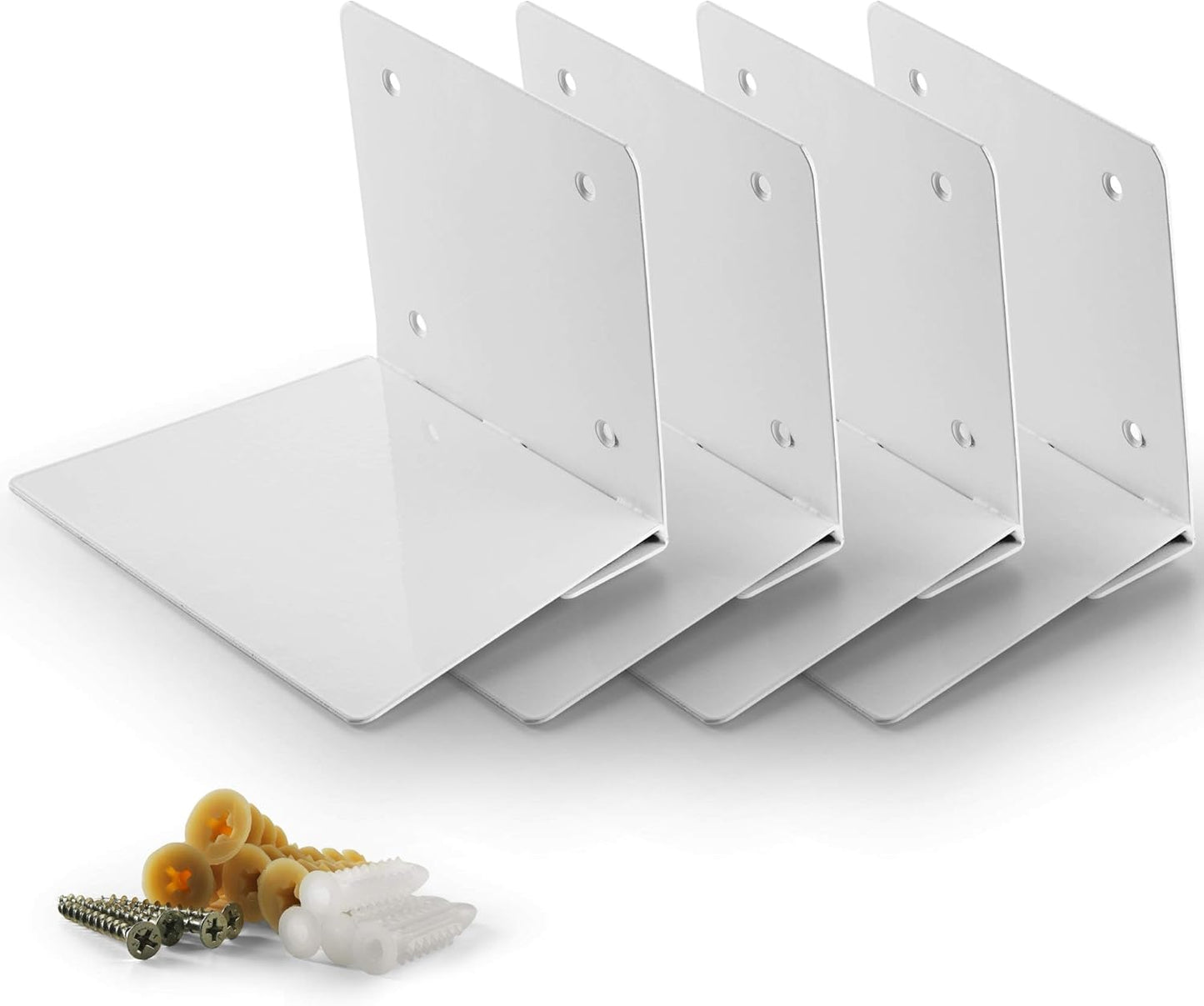 Set 4 of Invisible Floating Bookshelf, Heavy Duty Wall Mounted Book Organizer, Metal Shelves Holder for Books, Large