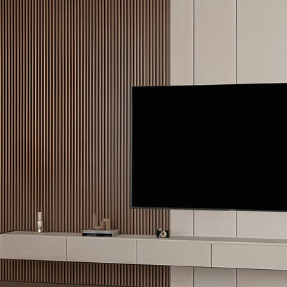 NovaGrid Board 4PCS Acoustic Wood Slat Wall Panels for Wall Decor and Ceiling 3D Fluted Sound Absorbing Panel Soundproof with Wood Finish 108"×6" (Maple Light)