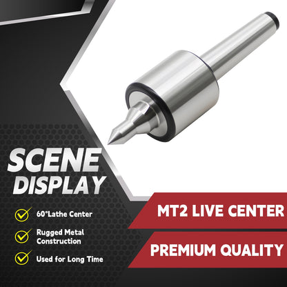 Nakkaa Lathe Center MT2 Live Center 0.0002" High Accuracy 60 Degree with 18mm Shank Diameter for Lathe Wood Metal Turning Tool