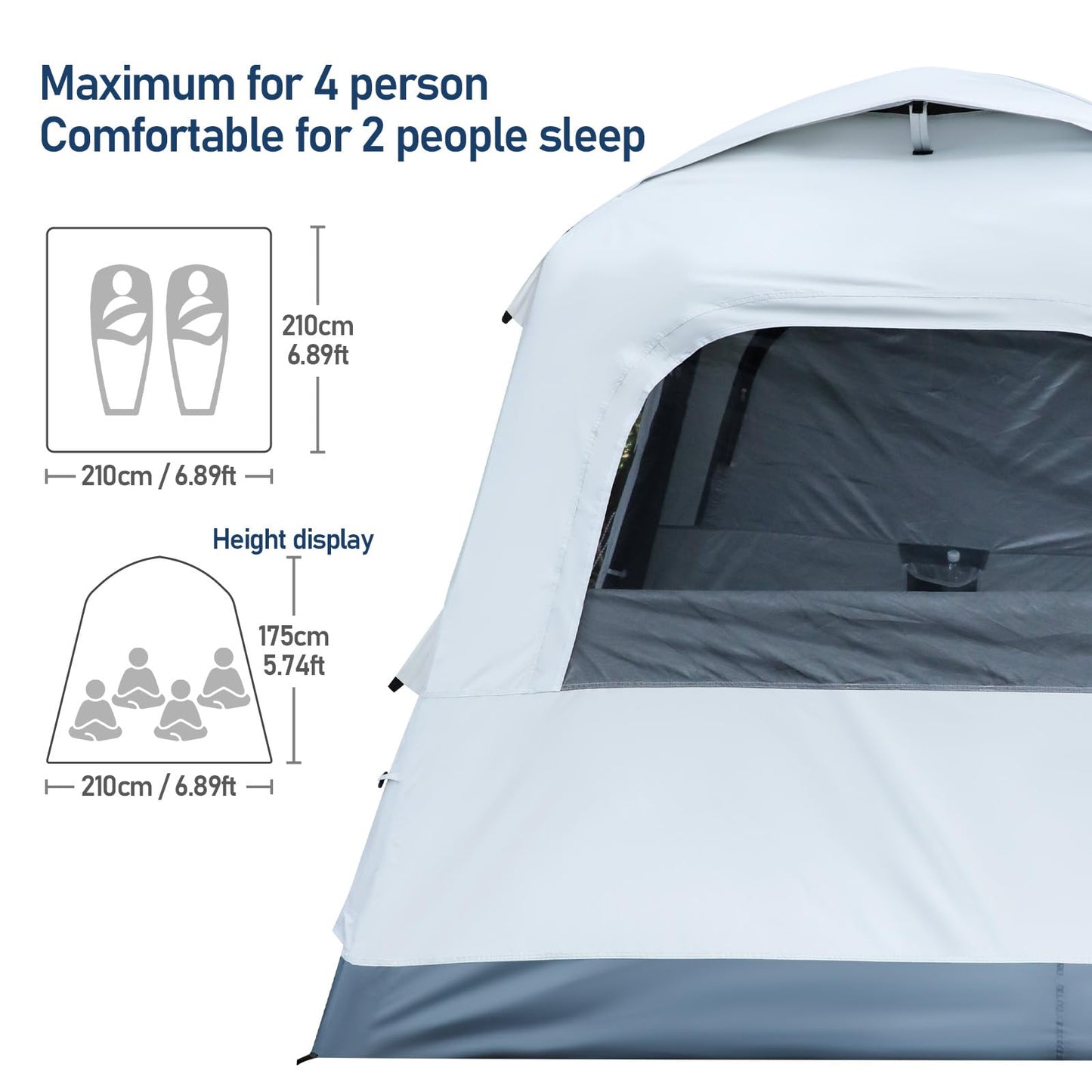 Quick Setup Tent,Automatic Inflatable Camping Tent,Easy Set up 3-4 Person Glamping Outdoor 4 Season Air Blow Up Tents, Rainfly & Windproof Portable (Automatic Inflatable)