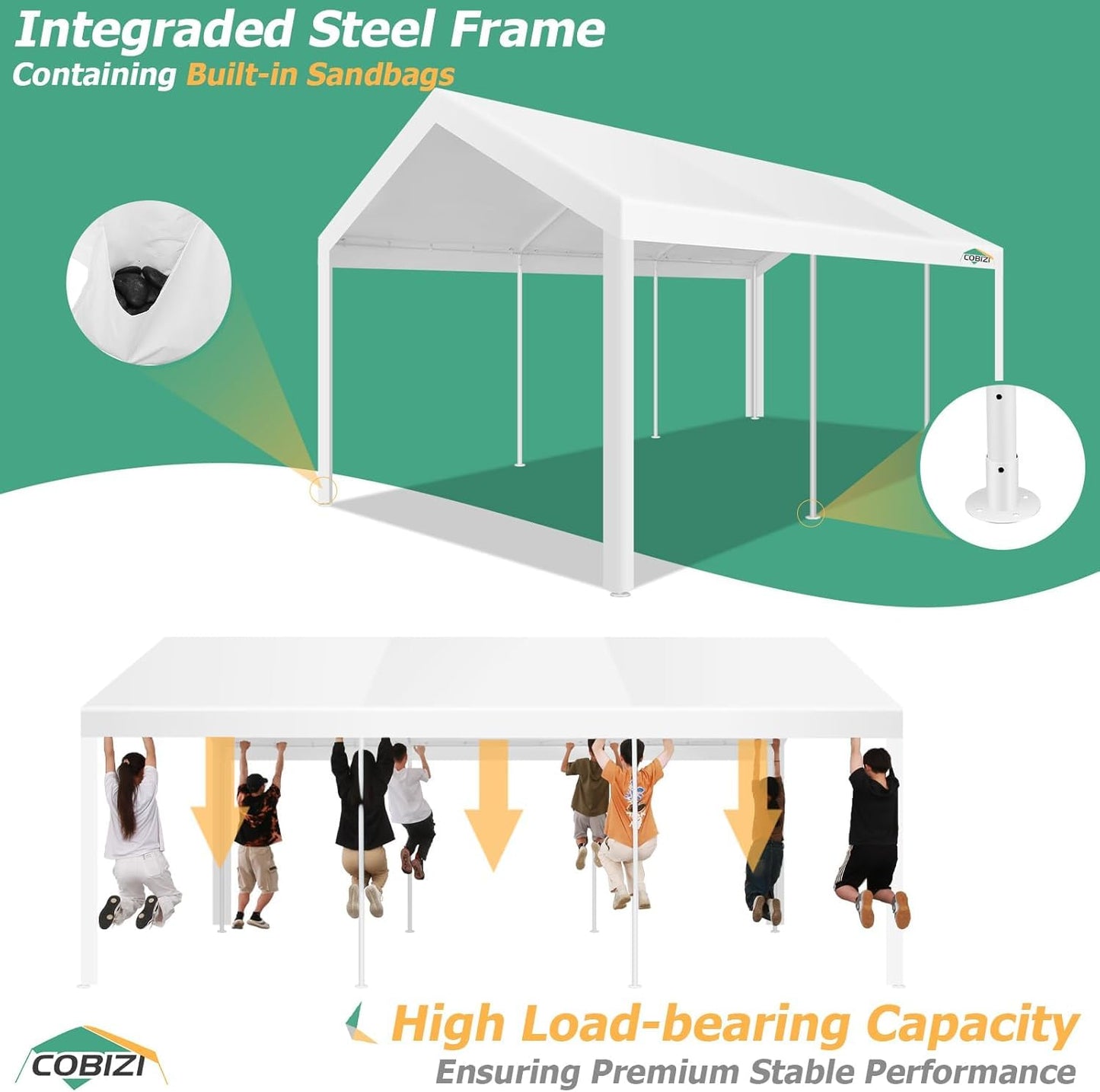 COBIZI 10x20FT Party Tent Heavy Duty for Parties Outdoor Gazebo White Event Shelter Wedding Canopy, BBQ Carport Commercial with Removable Sidewall Windows, Powder Coating (Better Than Galvanized)
