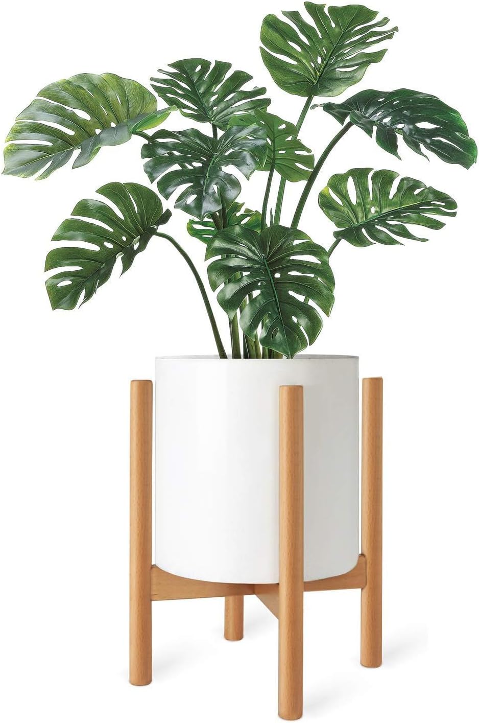 10 Inch Mkono Plant Stand Mid Century Wood Flower Pot Holder (Plant Pot NOT Included) Modern Potted Stand Indoor