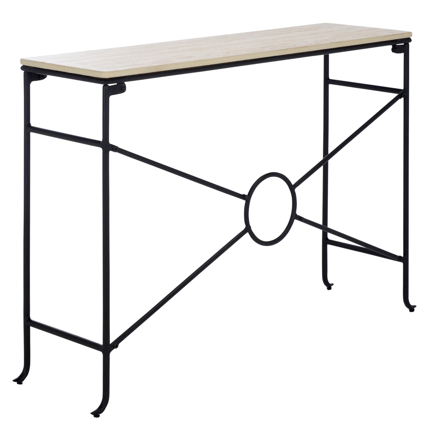 SAFAVIEH Home Collection - Lenin Console Table, Beige Ceramic Top with Black Metal Frame (CNS3706A)