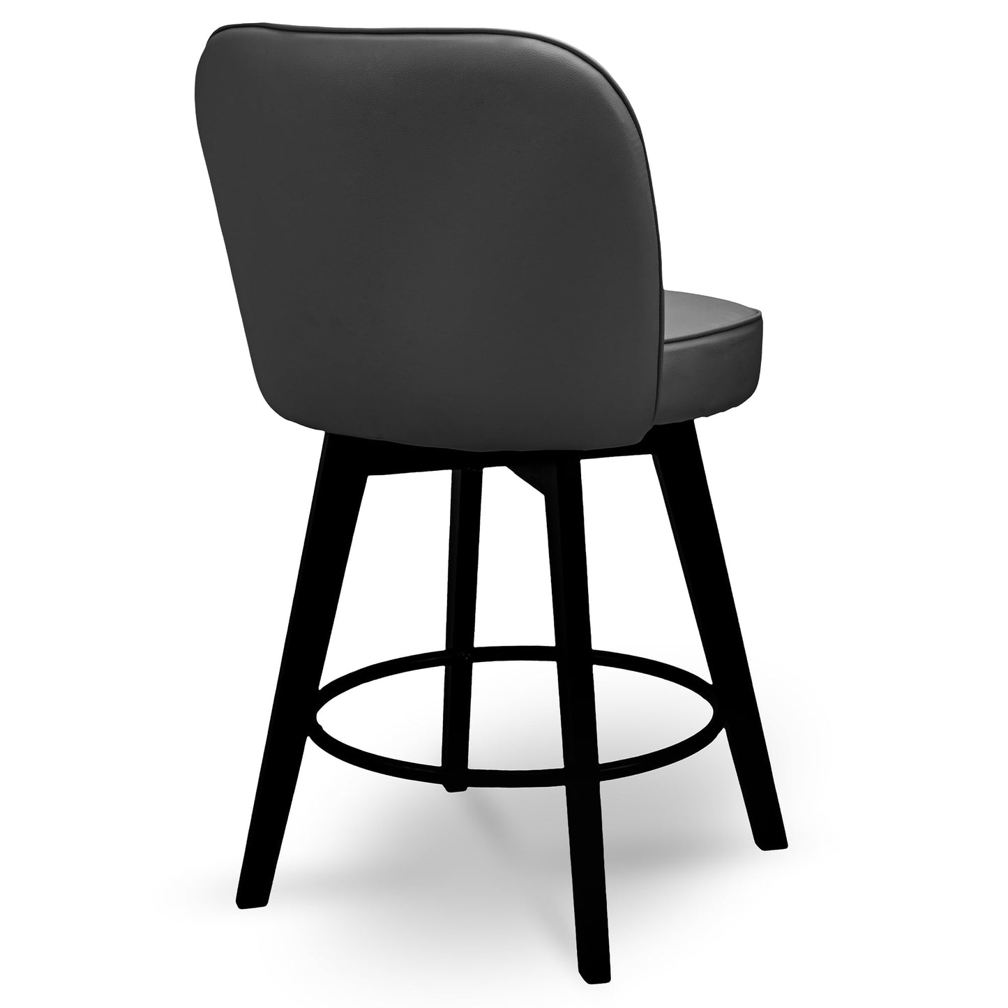 MINCETA 360° Swivel Bar Stools Set of 4, 26 Inch Counter Height Bar Stool with Shell Backrest, PU Leather Upholstered Bar Chair with with Footrest, for Kitchen Island, Home Bar, Dark Gray