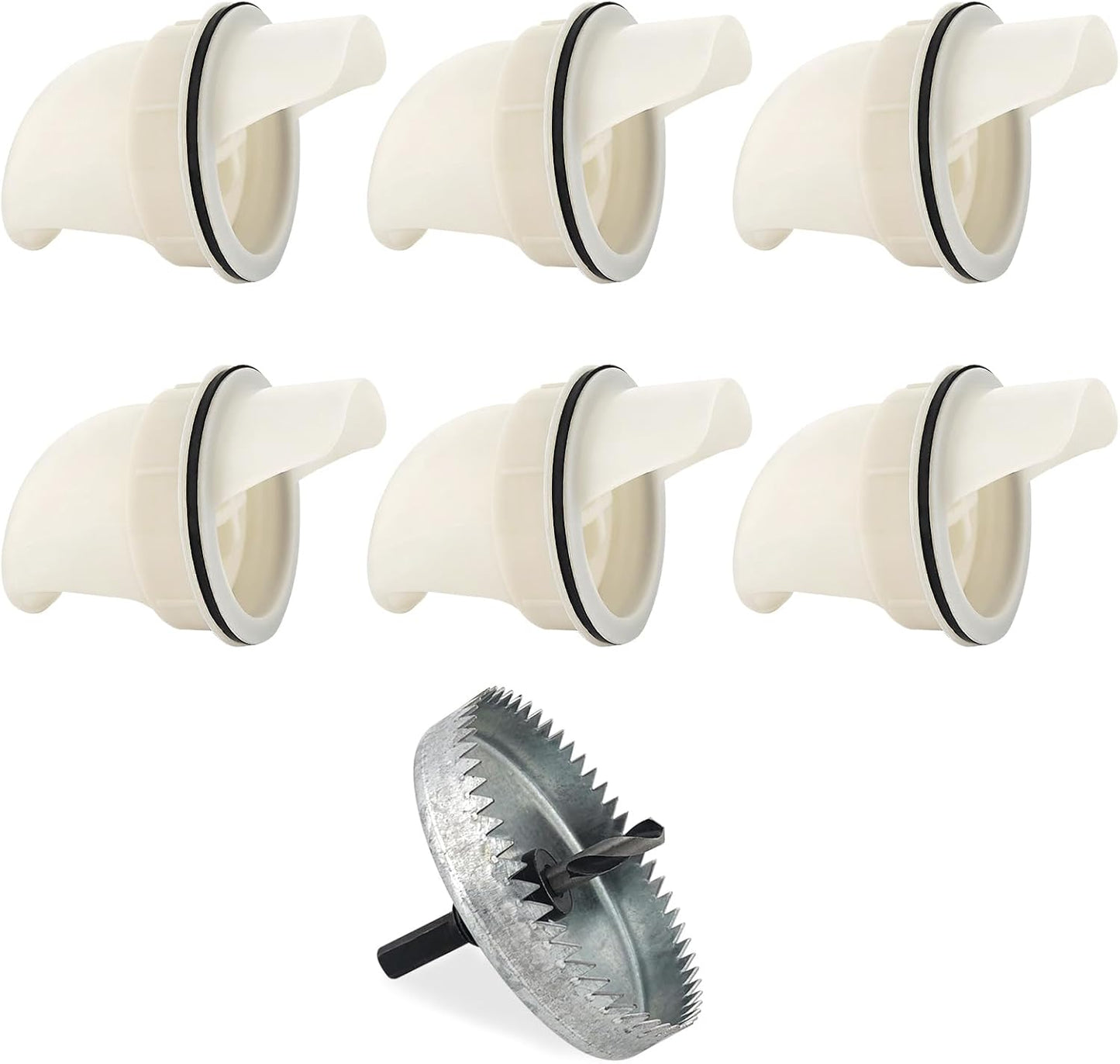 YOLCAR 6 Chicken Feeder No Waste, Ports Automatic Chicken Feeders with Hole Saw, Separate Feeding for Chickens, Poultry