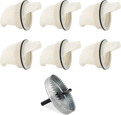 YOLCAR 6 Chicken Feeder No Waste, Ports Automatic Chicken Feeders with Hole Saw, Separate Feeding for Chickens, Poultry