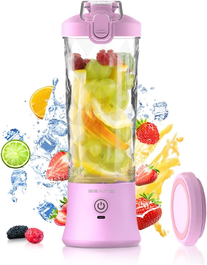 Portable Blender, Personal Blender for Shakes & Smoothies with 20 Oz Travel Cup, Mini Size Blender with 6 Blades, USB
