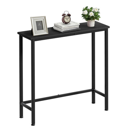 Mordchil HF Narrow Console Table, 29.5" Small Entryway Table, Thin Hallway Tables, Slim Sofa Side Tables for Hallway, Living Room, Bedroom, Foyer, Wood-Grained Black