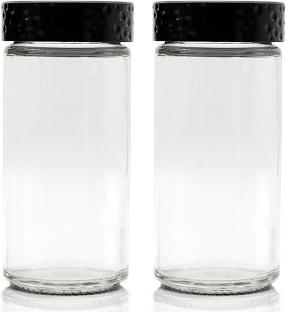 2 3 oz (2, Pcs Black Spice Jars, Glass Seasoning Bottles, Spices Container, Empty Spice Jars, Round Spice Bottles