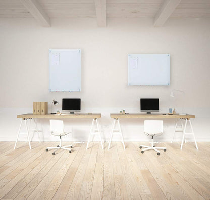 Audio-Visual Direct Magnetic White Glass Dry-Erase Board Set - 5' x 3.4' - Includes Magnets, Hardware & Marker Tray