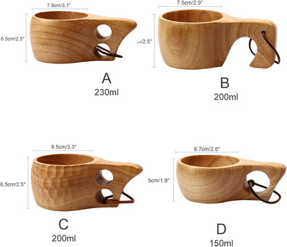 Mochiglory Wooden Mug Nordic Style Handmade Natural Drinking Cup for Coffee, Tea, and Milk