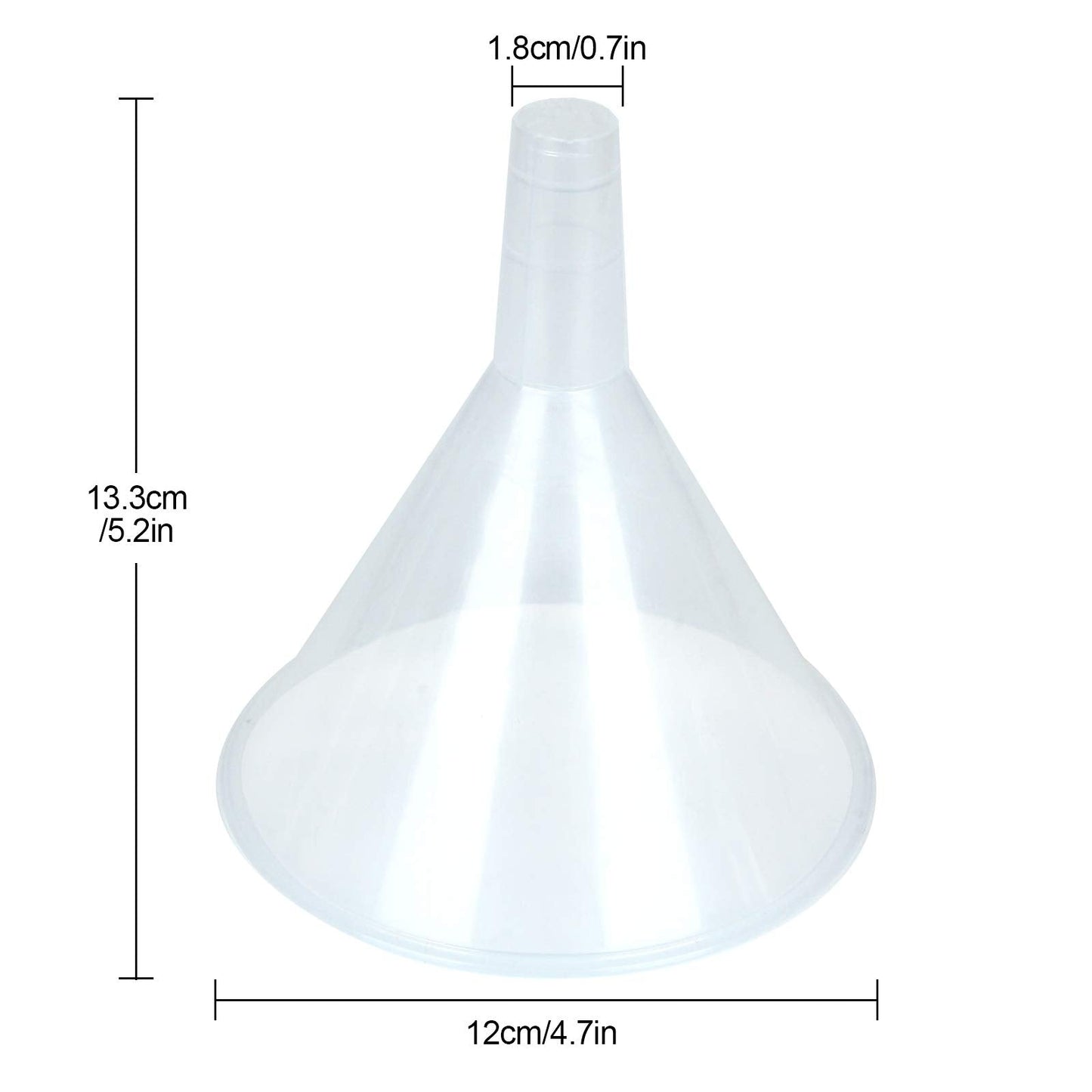 HNBun 30Pcs Plastic Funnels Set, 4.7 Inch Wide Mouth Large Clear Funnels for Filling Water Bottles, Multipurpose Tool with Long Spout for Transferring Liquid, Spices, Powder, Lotion, Oils